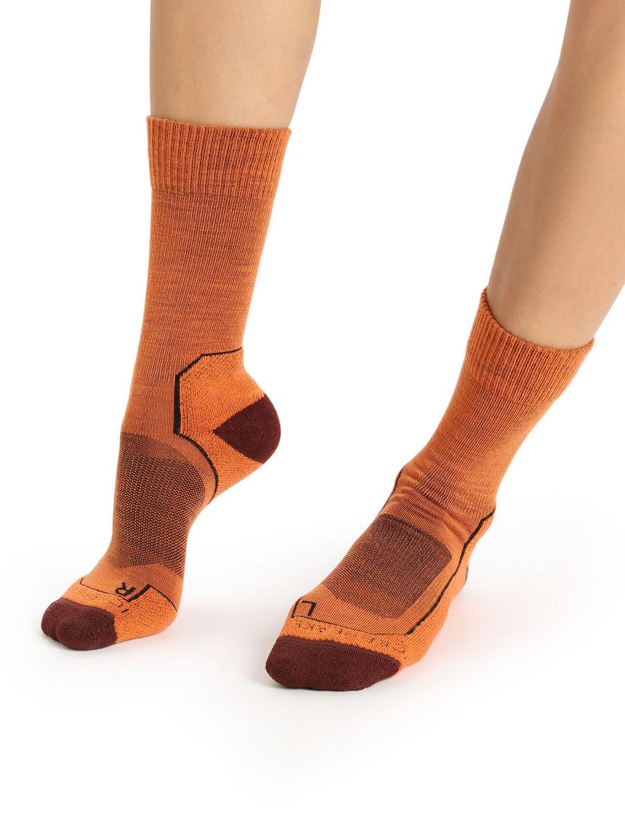 Chaussettes Icebreaker Merino Hike+ Light Crew Femme Orange | FR 1424CTVE